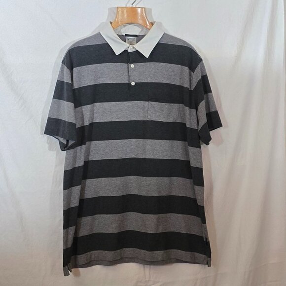Patagonia # 52776 Men's Squeaky Clean Polo Gray Black Striped White Collar XL* - Picture 1 of 4